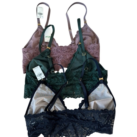 Aerie lace bralette bundle purple green black size XS comfy - Picture 2 of 2